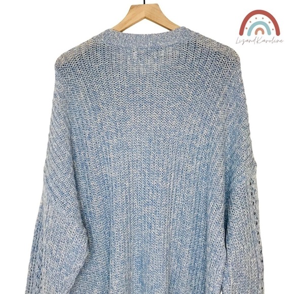 New! American Eagle Chunky Knit Oversized Longline Lattice Cozy Crewneck Sweater - Picture 5 of 9